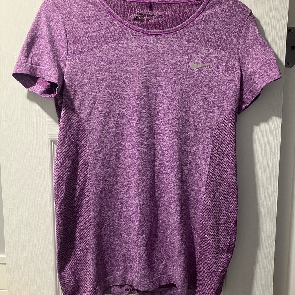 Nike Women's Golf Heathered Purple Short Sleeve Tee- Logo on sleeve